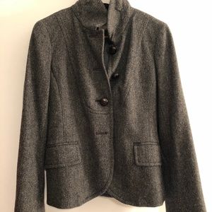 JCrew Wool Herringbone Blazer with leather buttons